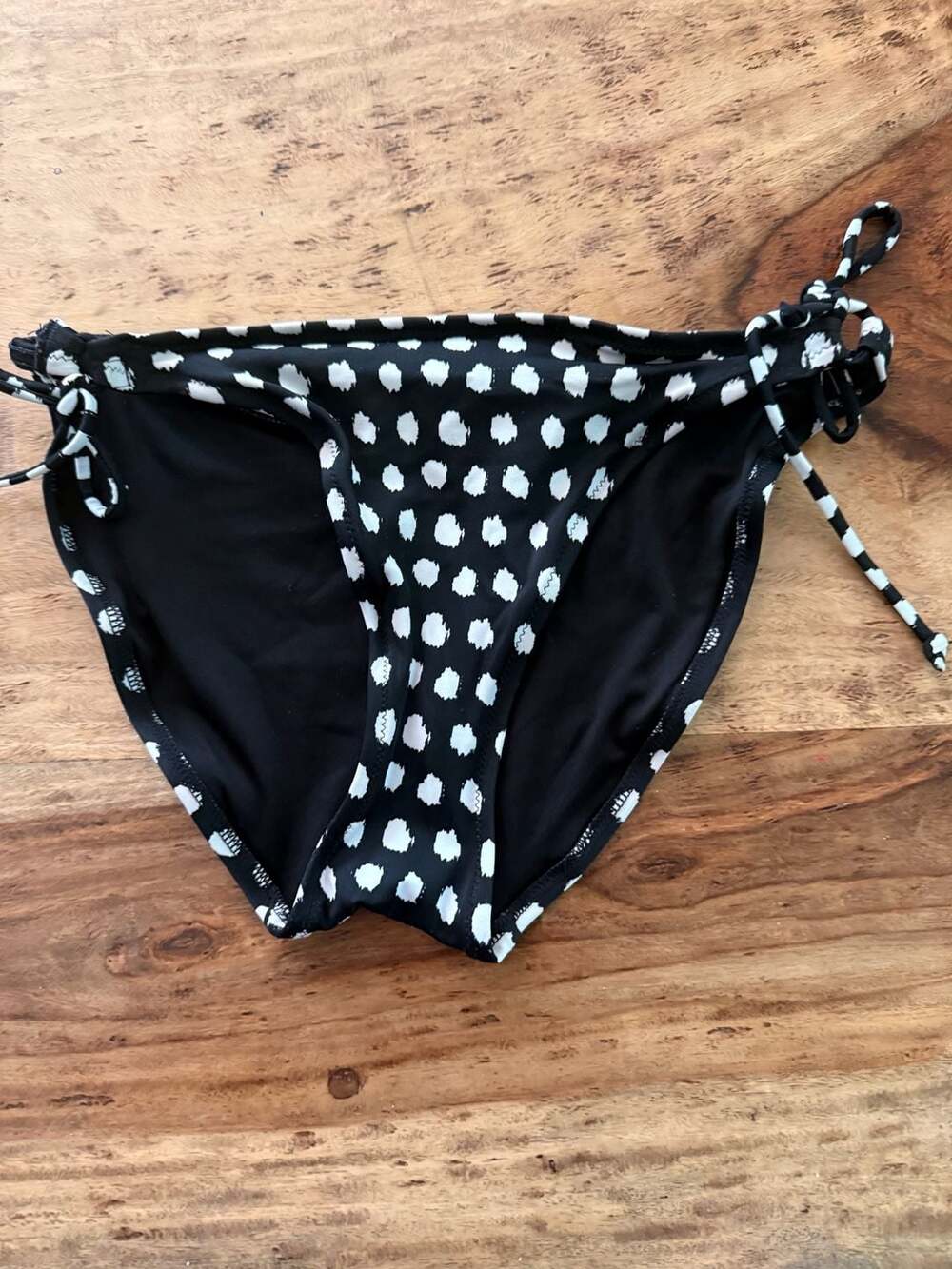 Victoria's Secret Black and White Polka Dot Side-Tie Bikini Bottom